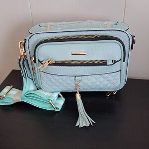 Light Mint- Bluish Crossbody Bag with Tassel
